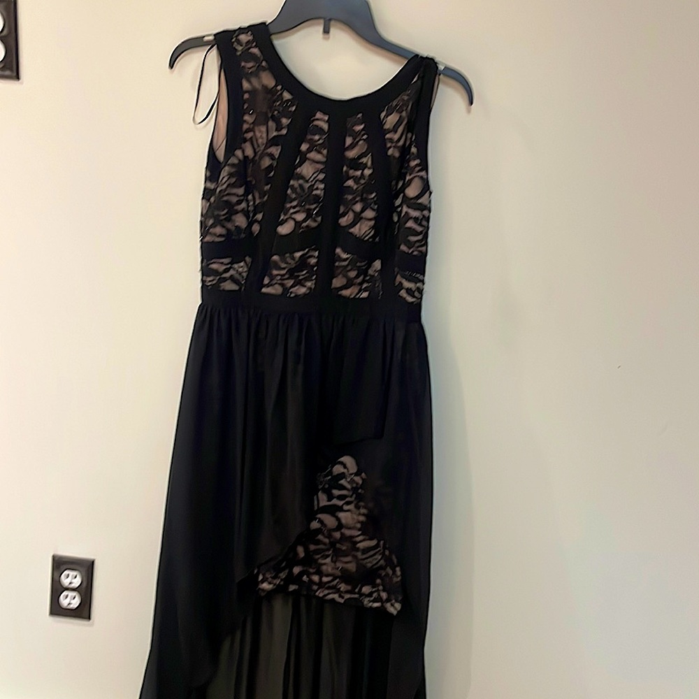 black floral lace prom, quince dress
